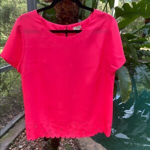J. Crew Woman’s Pink short sleeve Blouse with Eyelet Detail